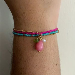 Alvaro Avila MultLayer Bracelet w/ SP Stones Pink